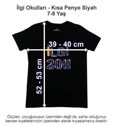 İlgi Okulları - Kısa Penye Siyah 7-8